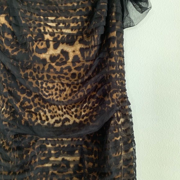 Tadashi Shoji Leopard Sheer Off the Shoulder Dress - Picture 3 of 6
